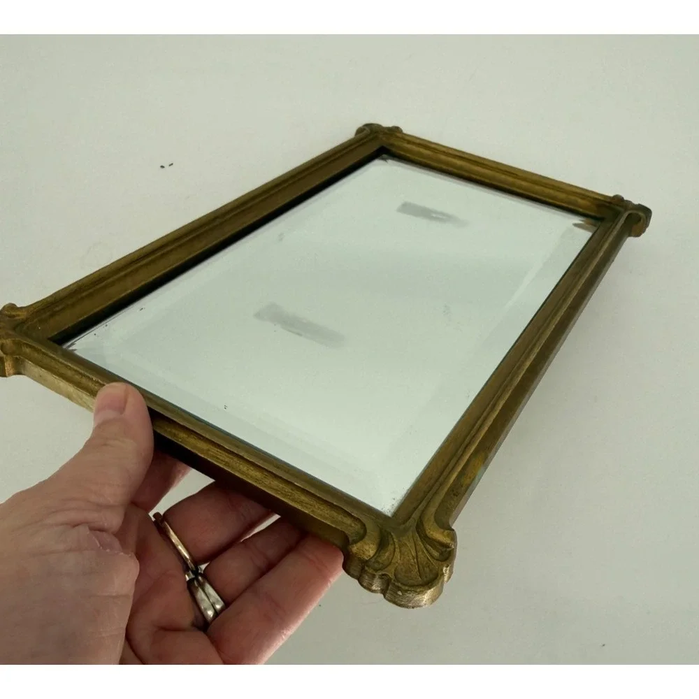 Homco Gold Ornate Wall Mirror Frame Small Vintage Hollywood Regency Style USA